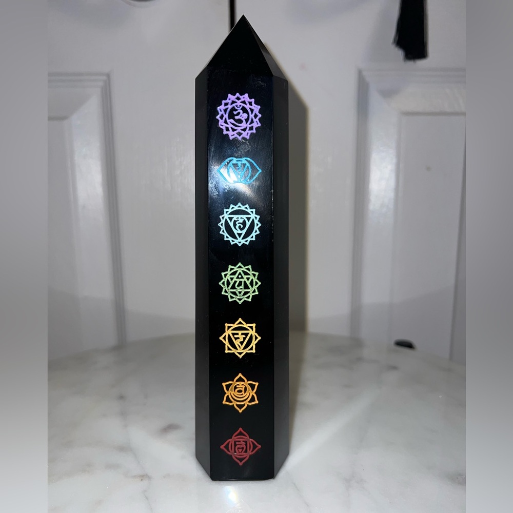 REAL SOLID black obsidian chakra tower ✨🔮